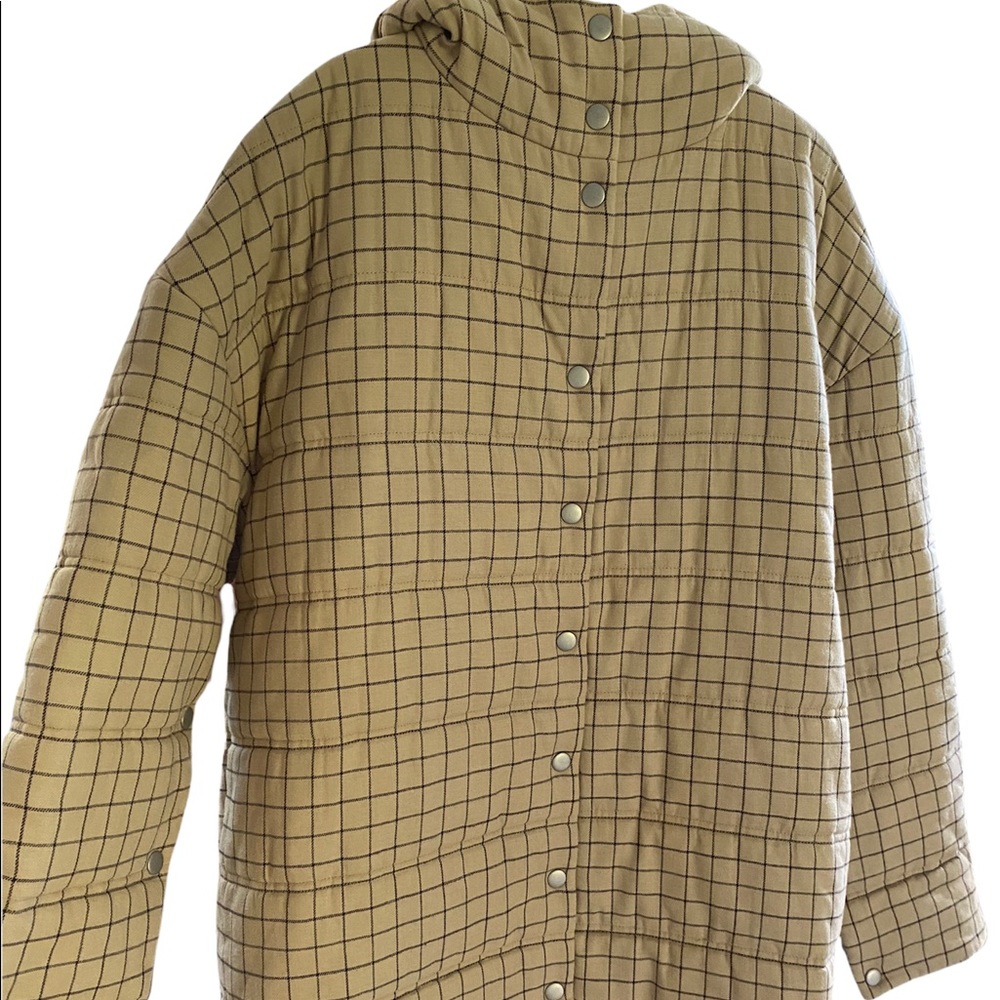 A.W.A.K.E Mode Oversized Checked Hooded Puffer Jacket Coat - Picture 9 of 11